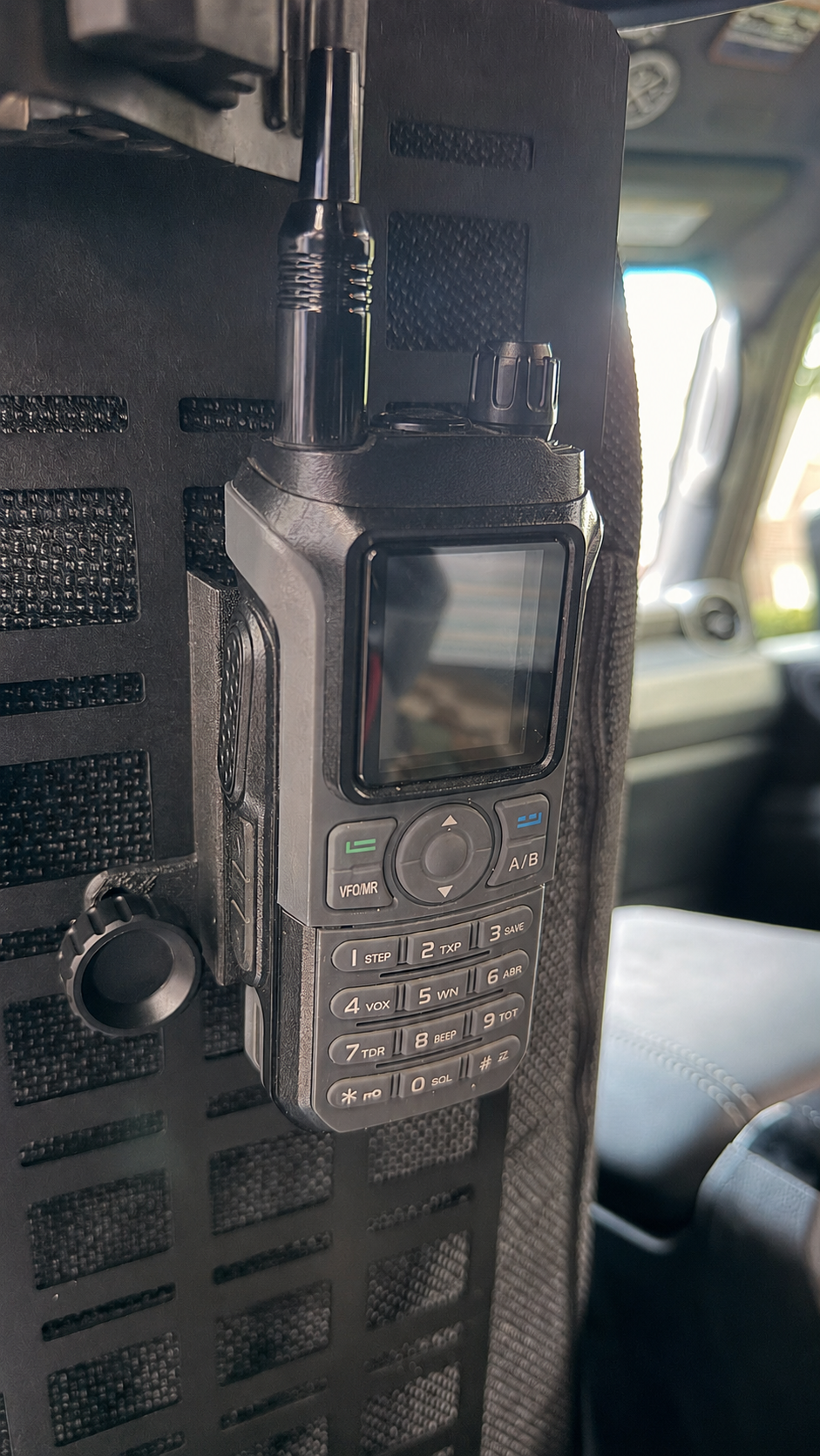 Radio shown clipped on Tarheel Expedition Mount